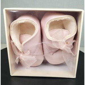 Hallmark Signature Baby Shoes PINK Simulated Leather Date Weight Name NIB